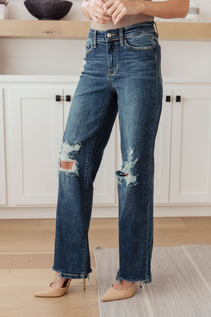 Rose High Rise 90’s Straight Jeans in Dark Wash
