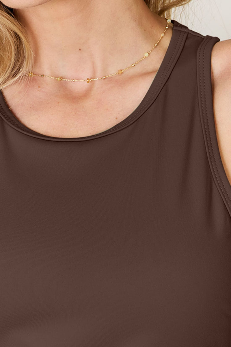Round Neck Racerback Tank in White