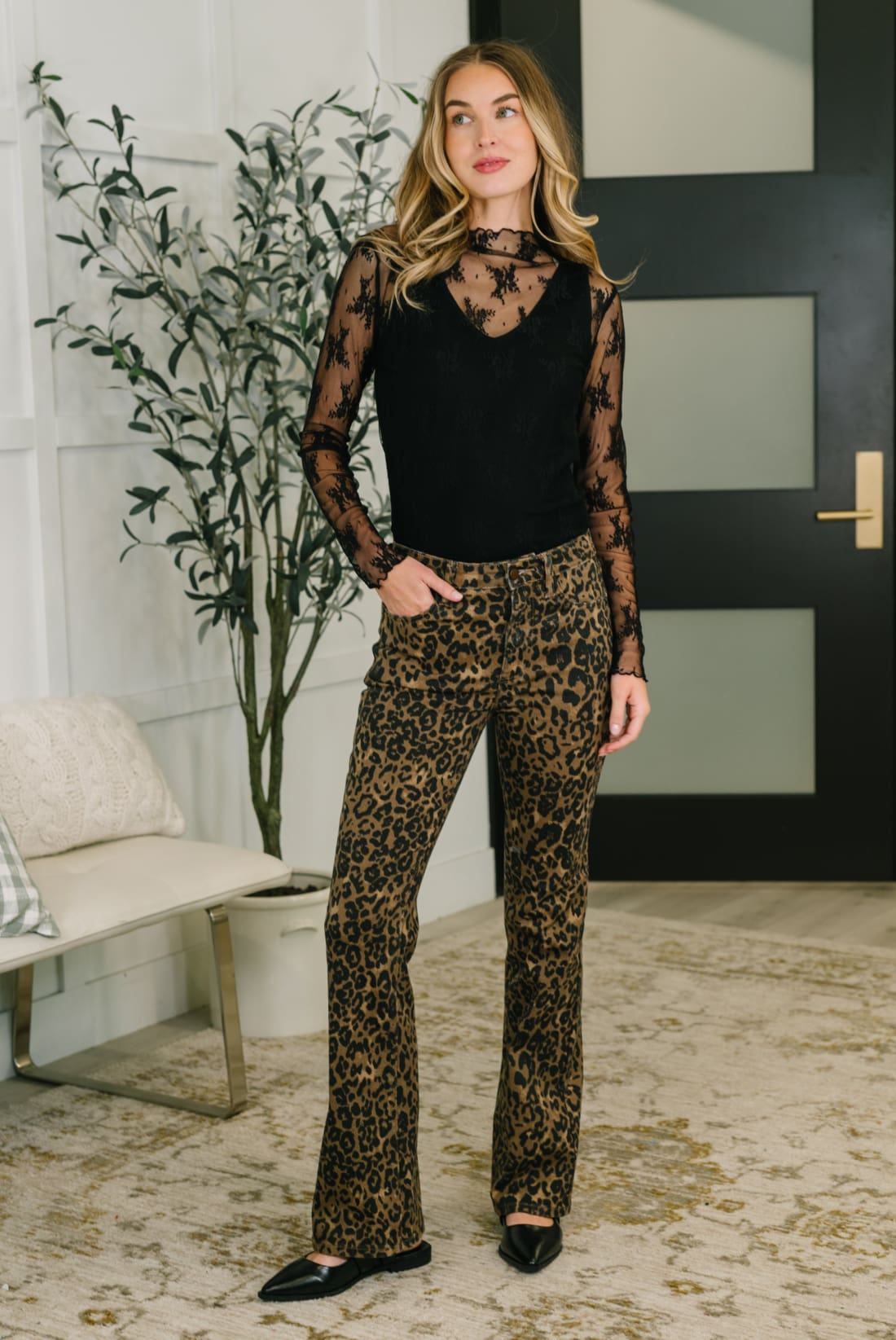 Judy Blue Roxy High Waist Bootcut Leopard Print