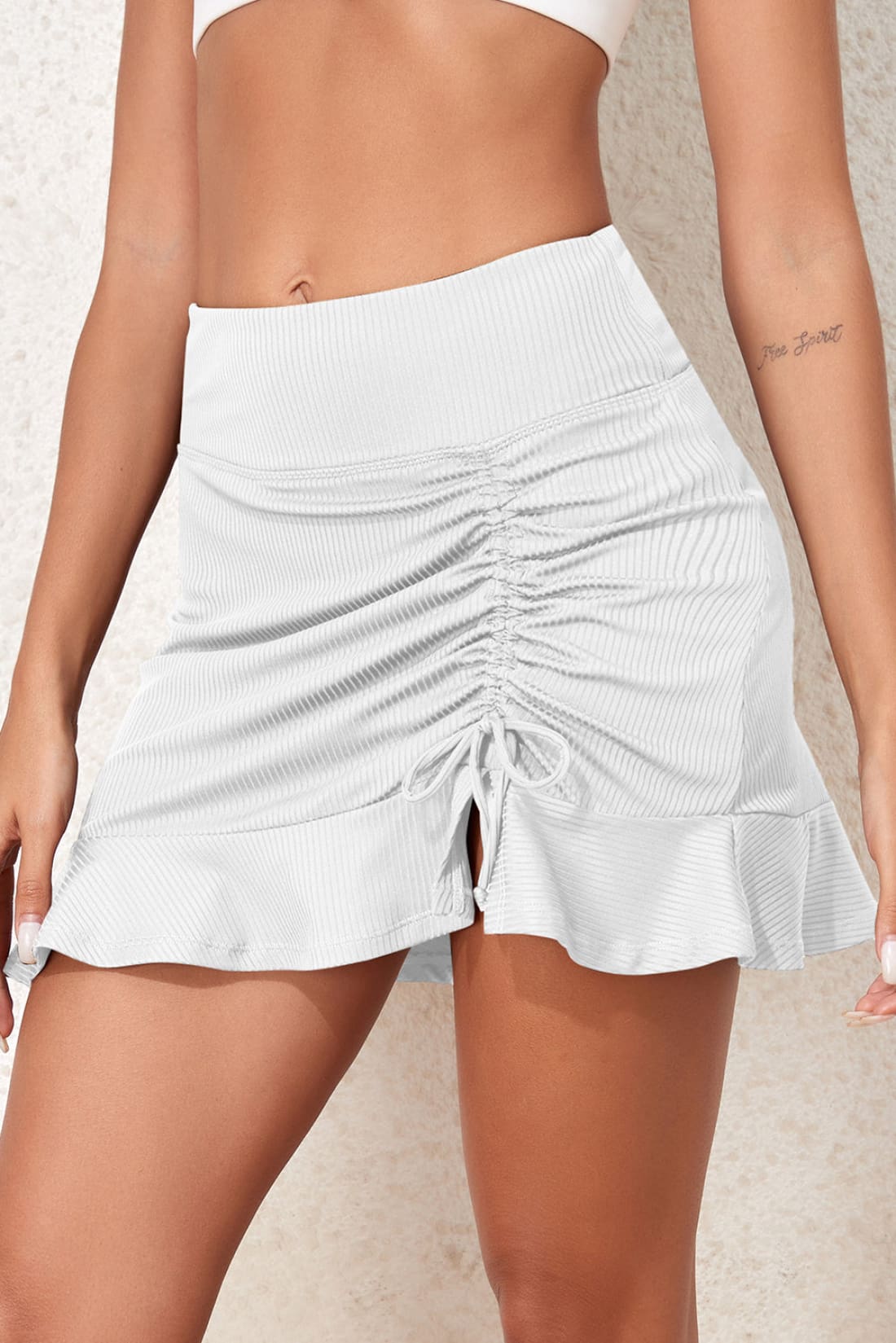 Stylish Slimming Ruched Elastic Waist Swimwear Skirt