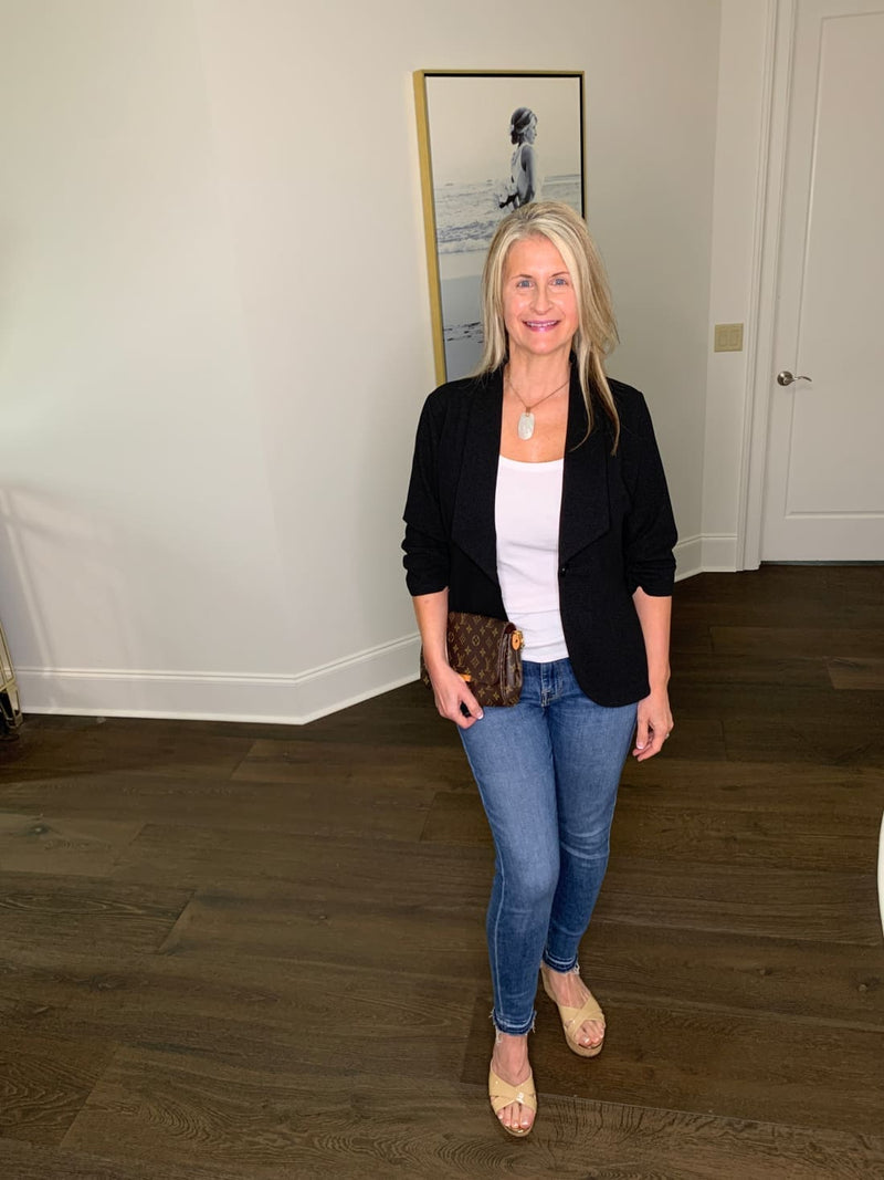 Ruched Sleeve Blazer