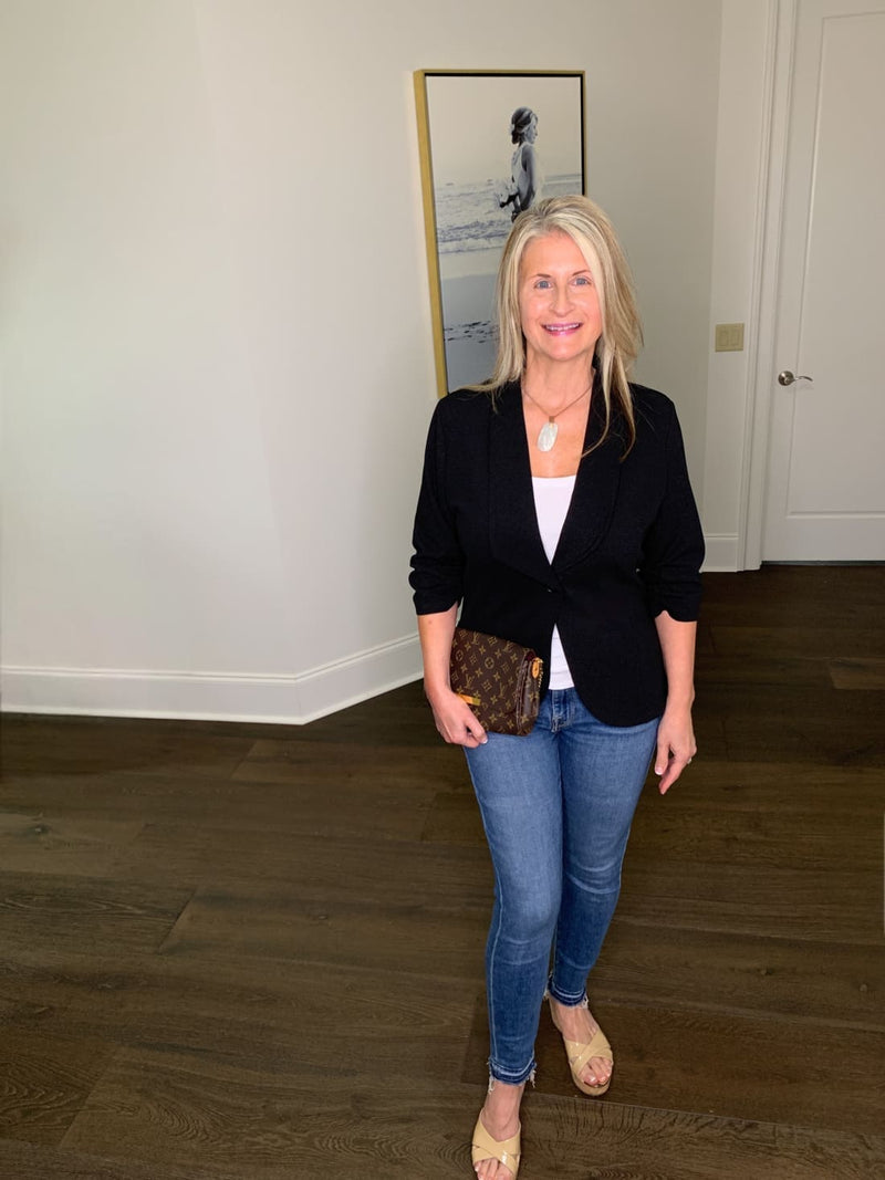 Ruched Sleeve Blazer