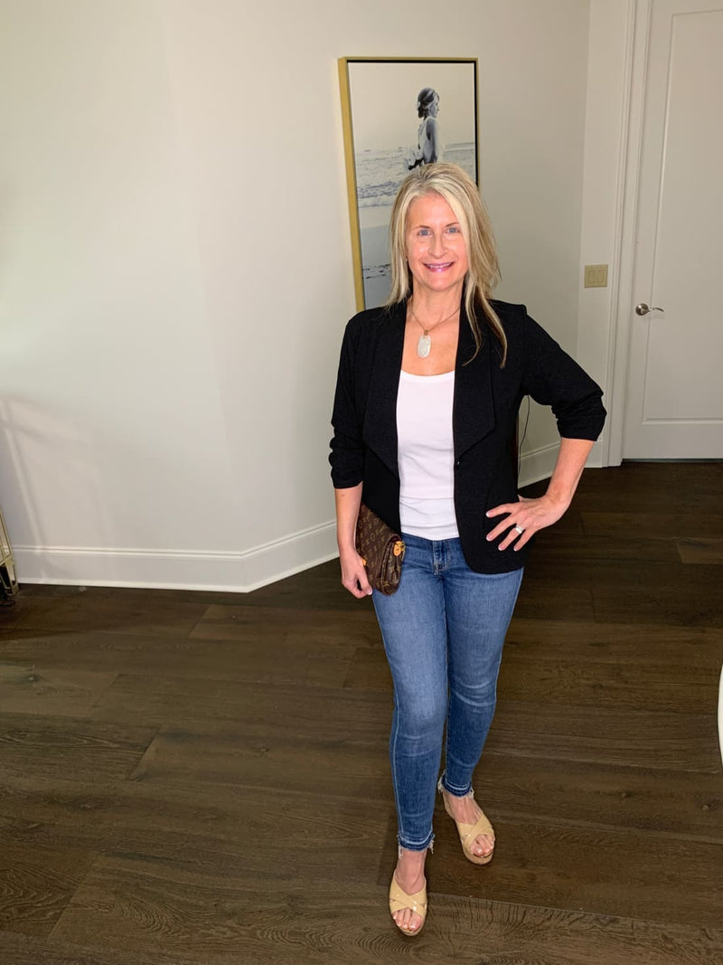 Ruched Sleeve Blazer