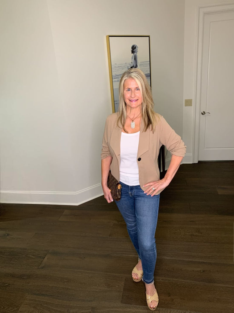 Ruched Sleeve Blazer