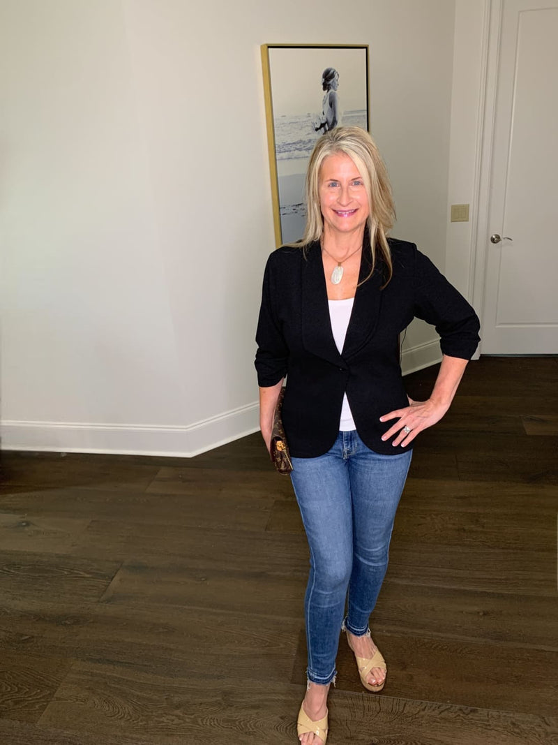 Ruched Sleeve Blazer