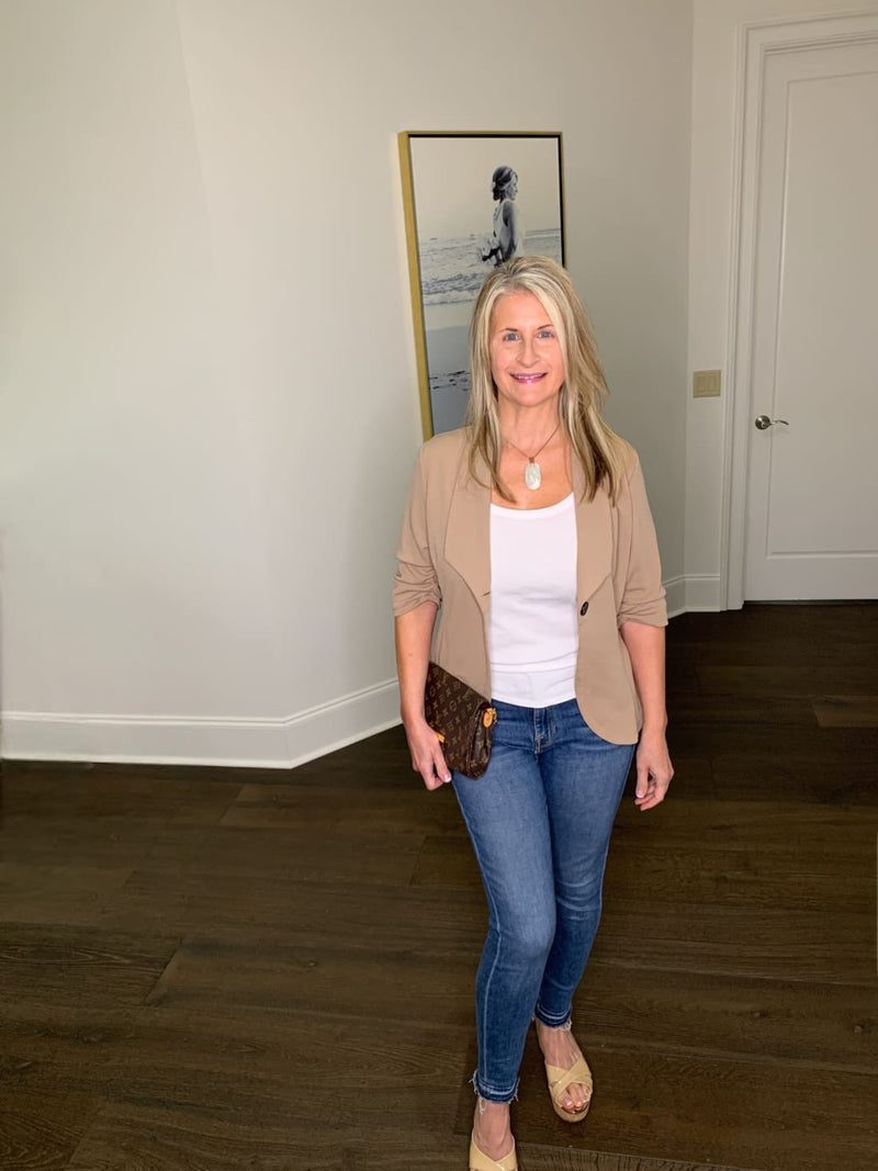 Ruched Sleeve Blazer