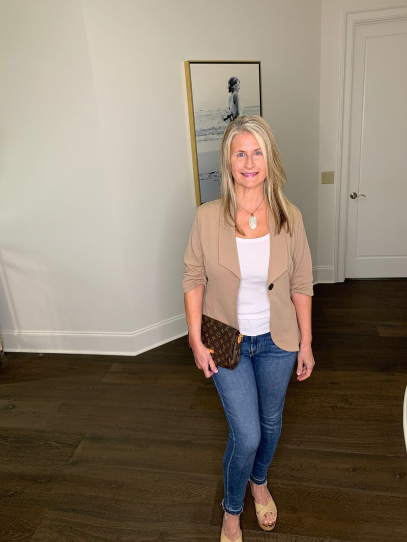 Ruched Sleeve Blazer