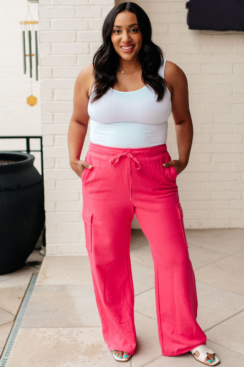 Run Don’t Walk Cargo Sweatpants in Flamingo Pink