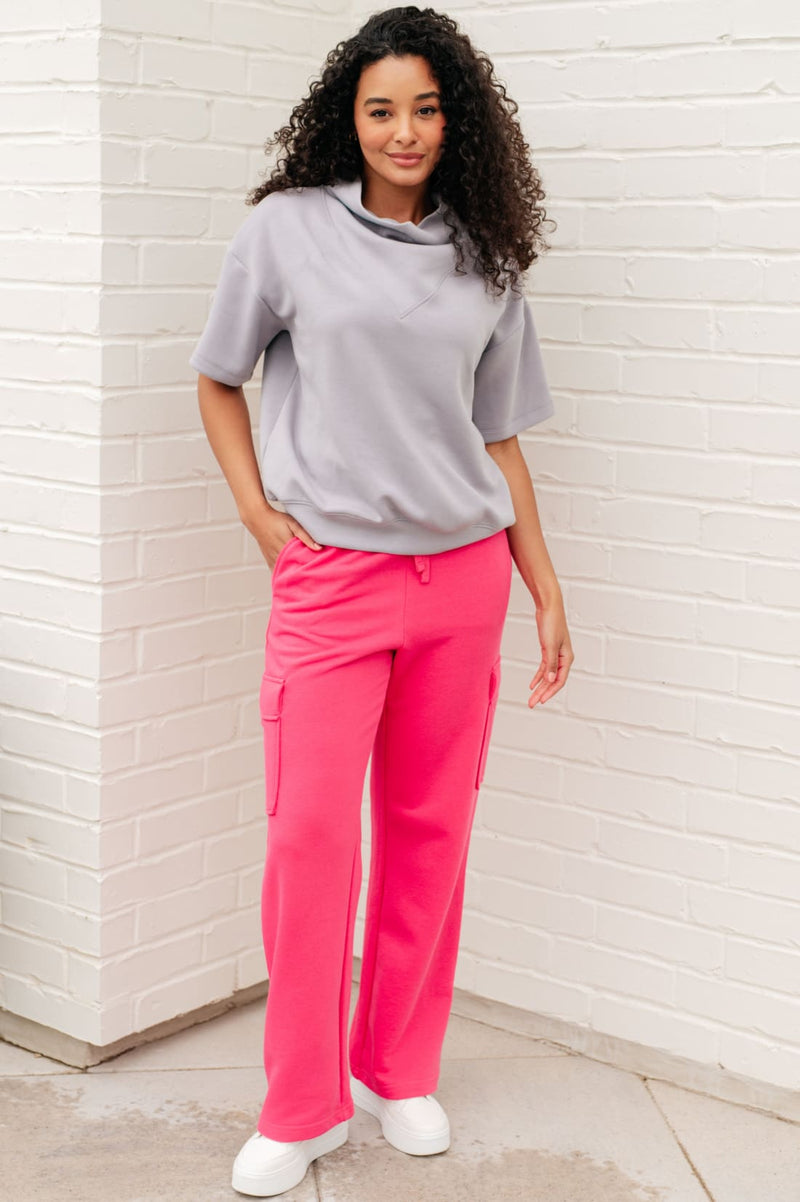 Run Don’t Walk Cargo Sweatpants in Flamingo Pink