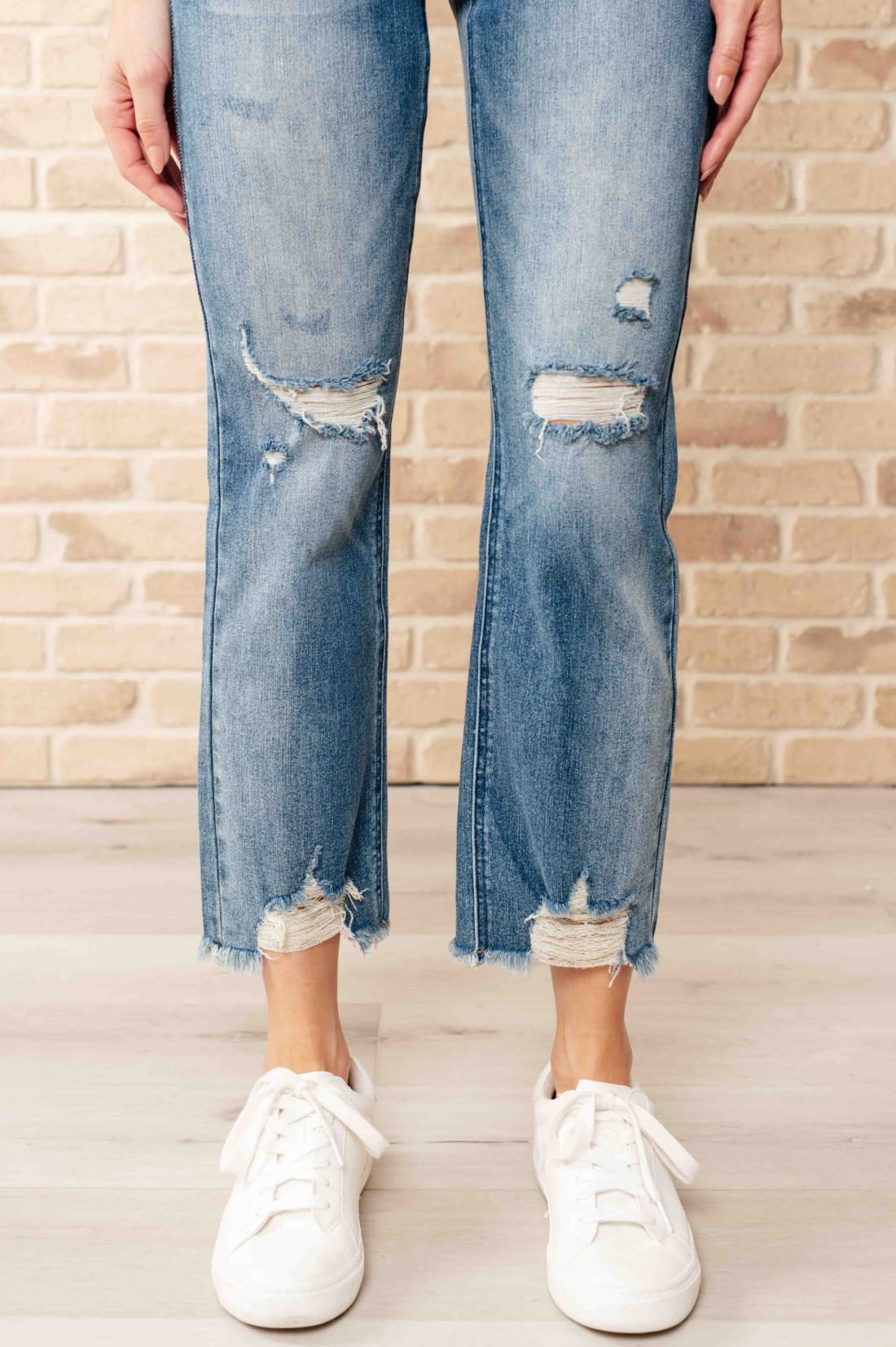 Sammy High Waist Distressed Crop Straight Leg Jeans | Womens