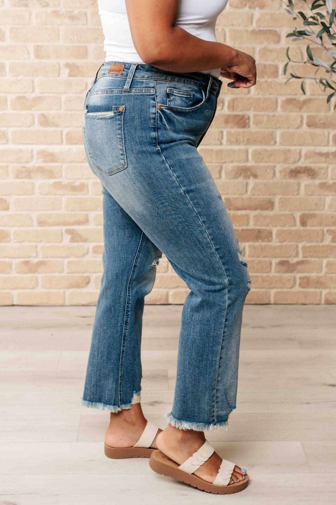 Sammy High Waist Distressed Crop Straight Leg Jeans | Womens