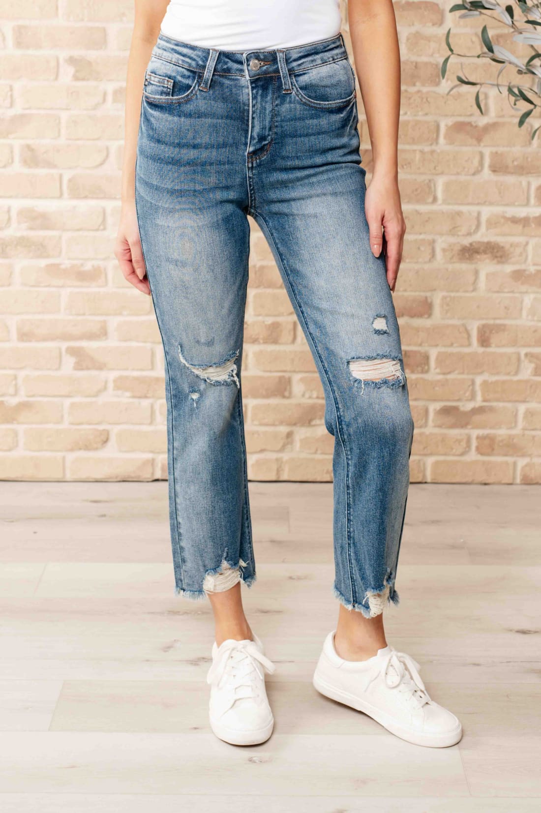 Sammy High Waist Distressed Crop Straight Leg Jeans | Womens