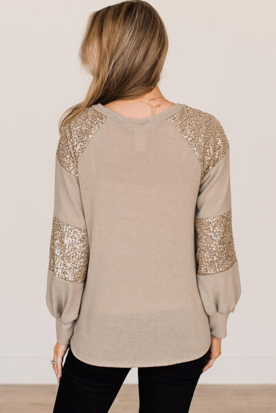 Sequin Round Neck Long Sleeve T-Shirt | Blouses & Shirts