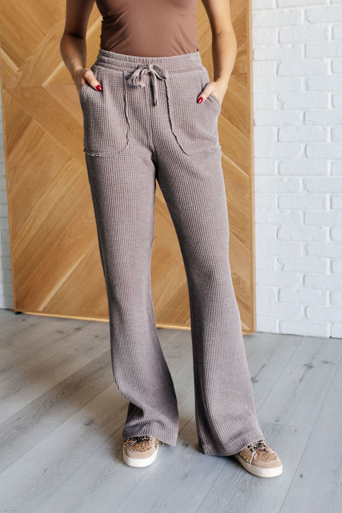 Set Process Mineral Wash Waffle Knit Pants in Brown | Pants