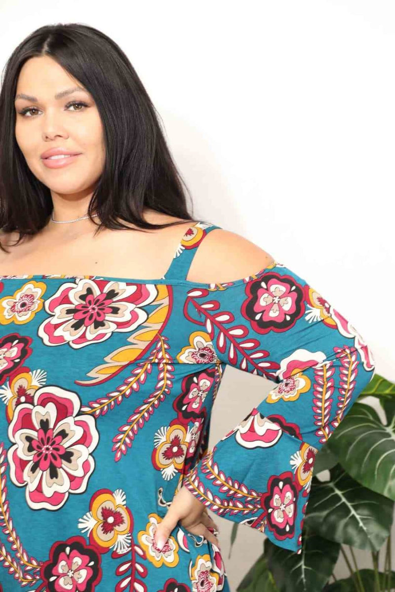 Sew In Love Full Size Floral Cold Shoulder Blouse | Blouses & Shirts