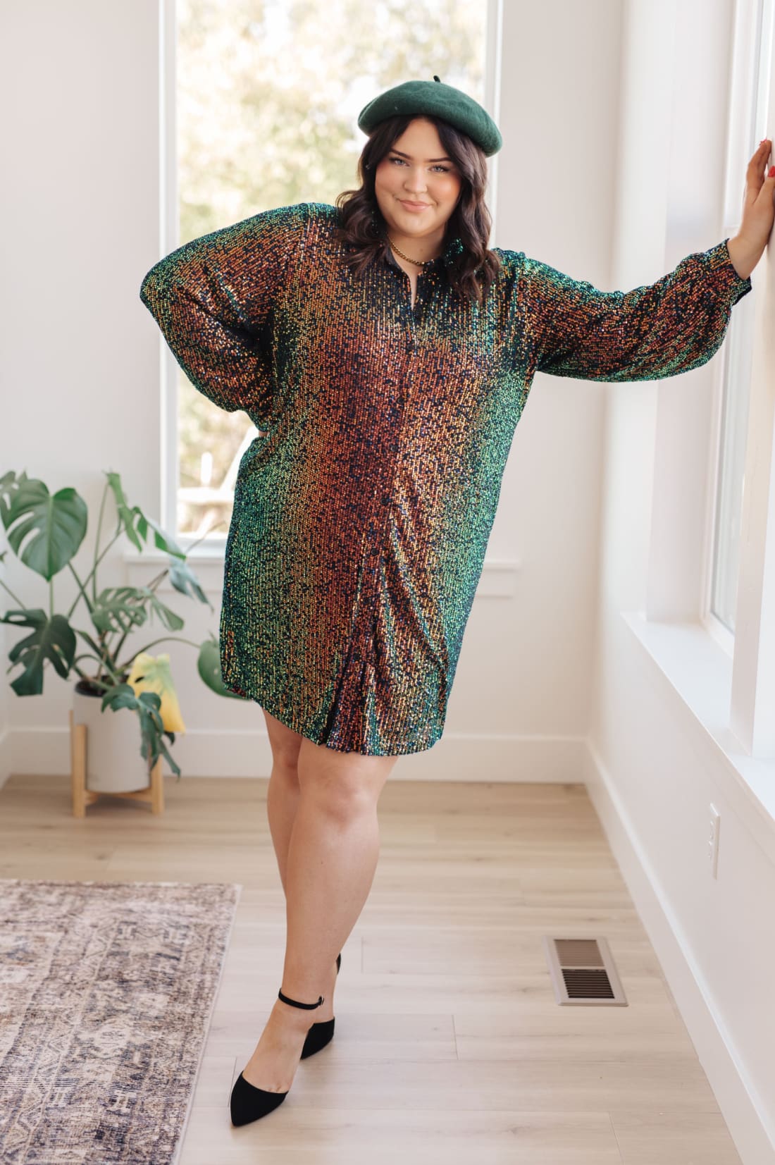 Shimmering Splendor Sequin Shirt Dress | Mini Dresses