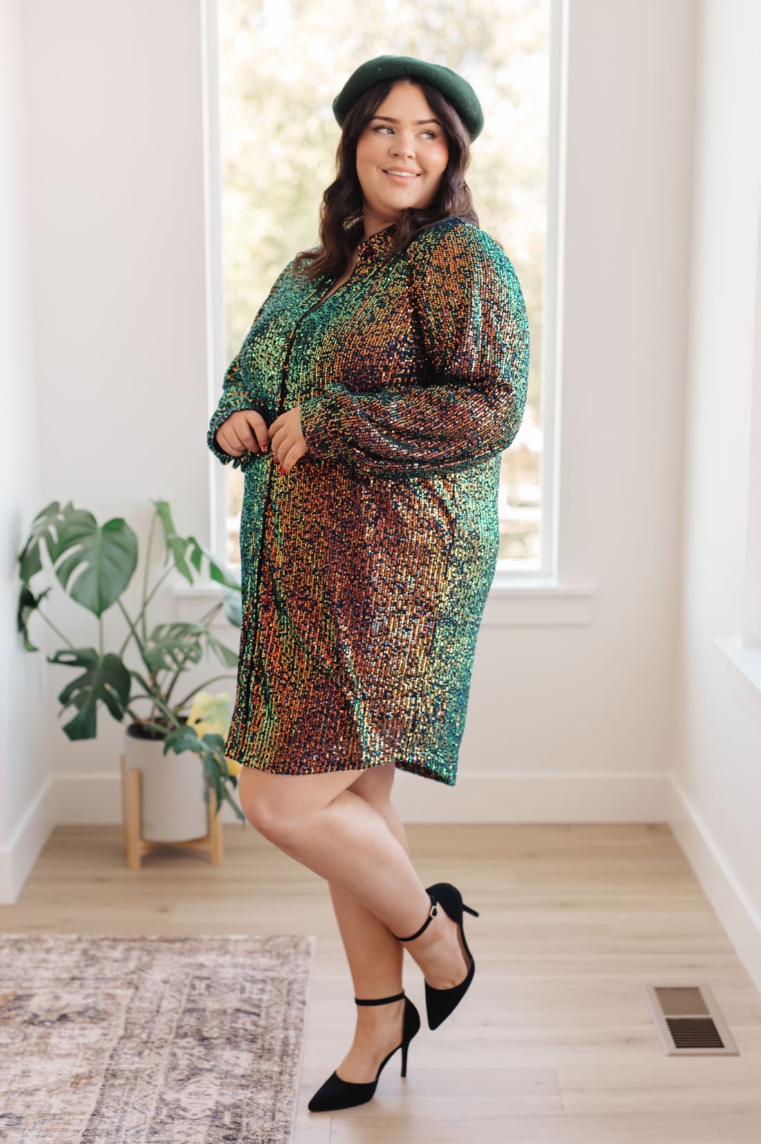 Shimmering Splendor Sequin Shirt Dress | Mini Dresses