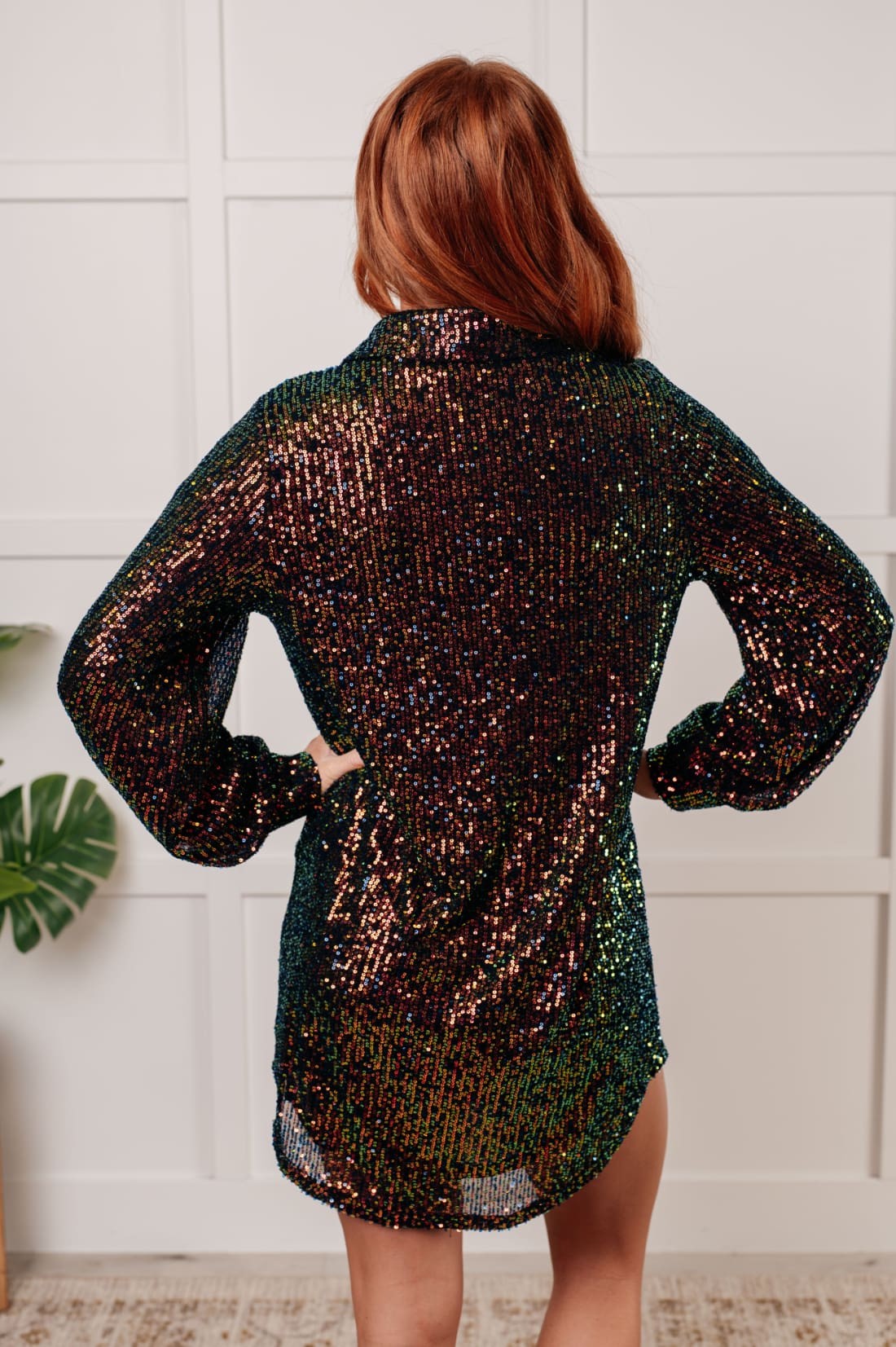 Shimmering Splendor Sequin Shirt Dress | Mini Dresses