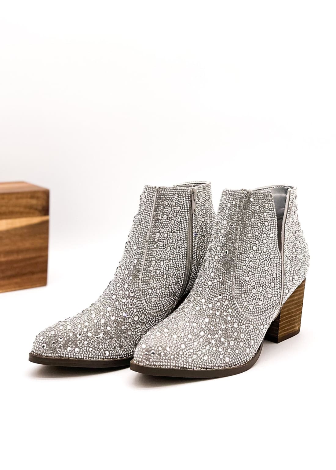 Shine Star Rhinestone Bootie in Silver | boots