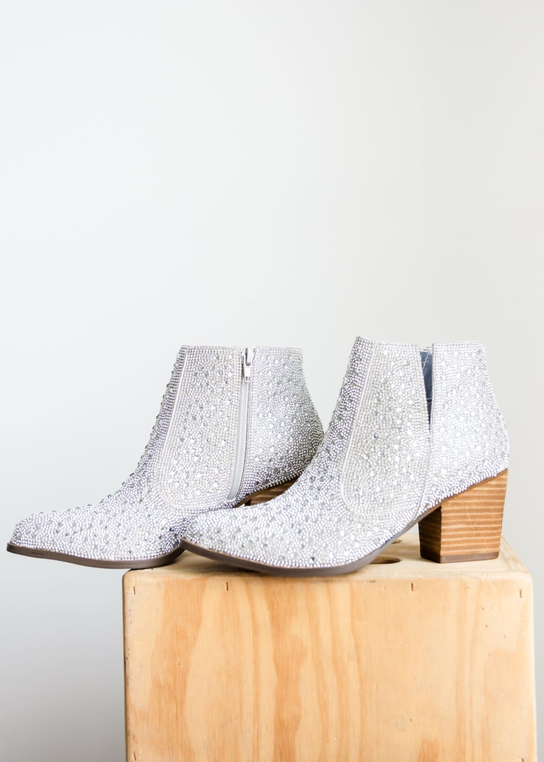 Shine Star Rhinestone Bootie in Silver | boots