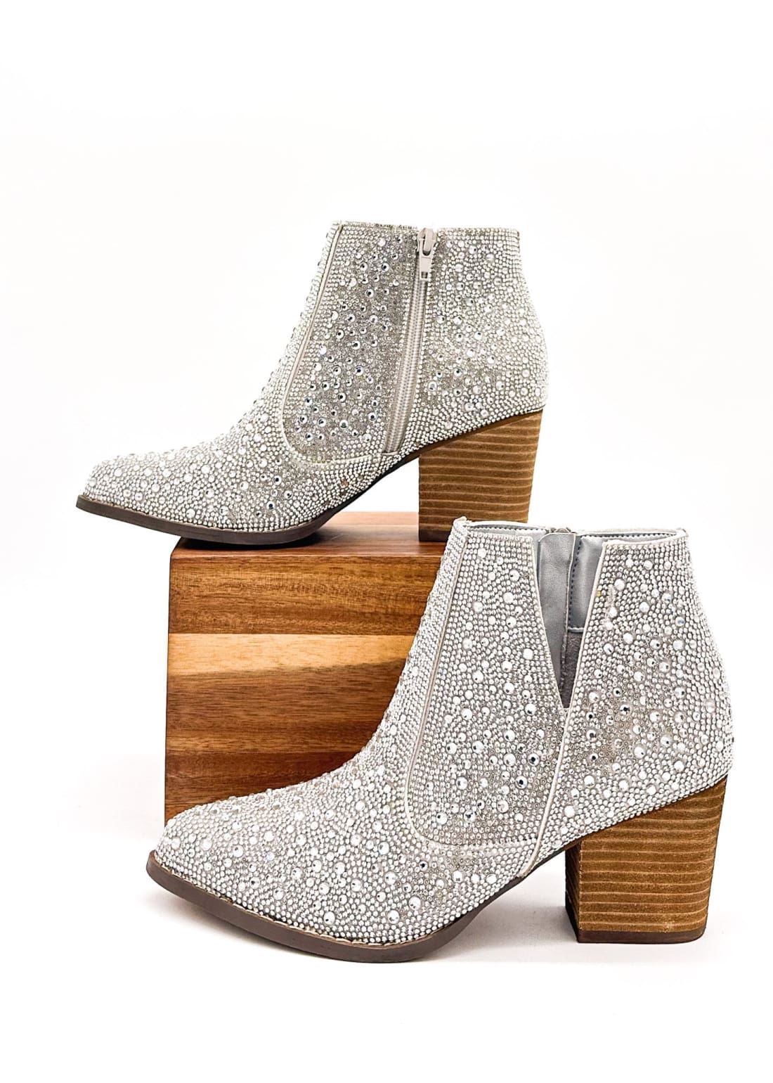 Shine Star Rhinestone Bootie in Silver | boots