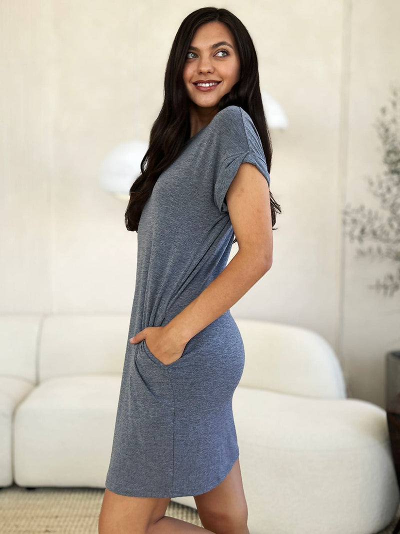 Short Sleeve Mini Dress with Pockets