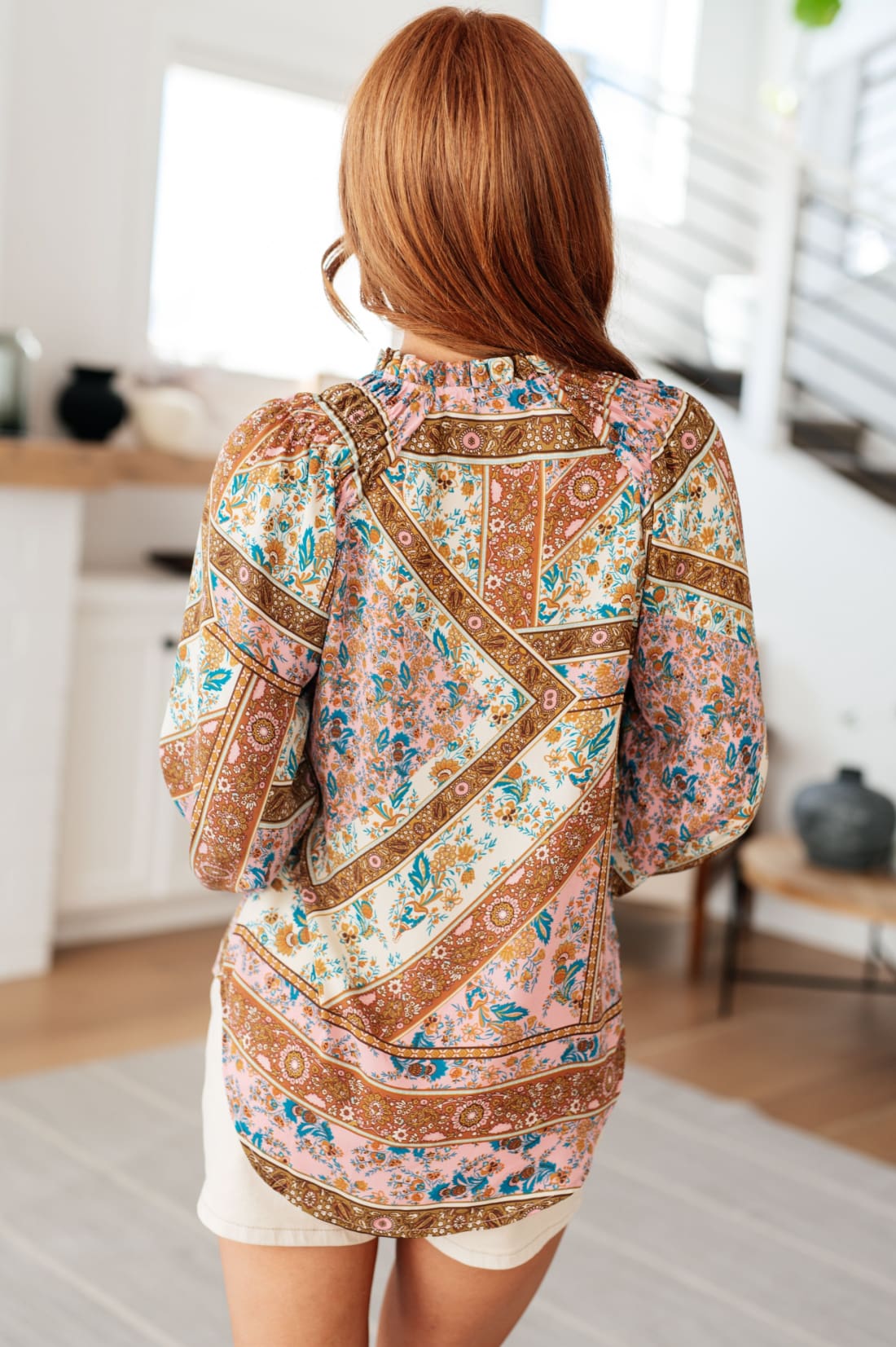 Show and Tell Mixed Print Peasant Blouse | Blouses & Shirts