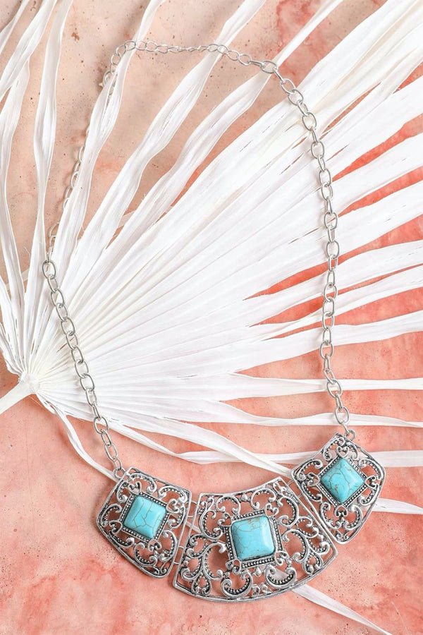 Silver Collar Turquoise Necklace | Necklace