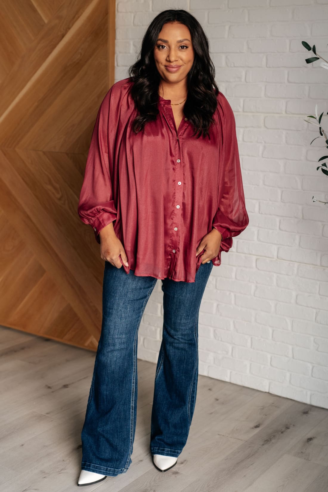 Smiles and Pouts Bat Sleeve Button Down | Blouses & Shirts