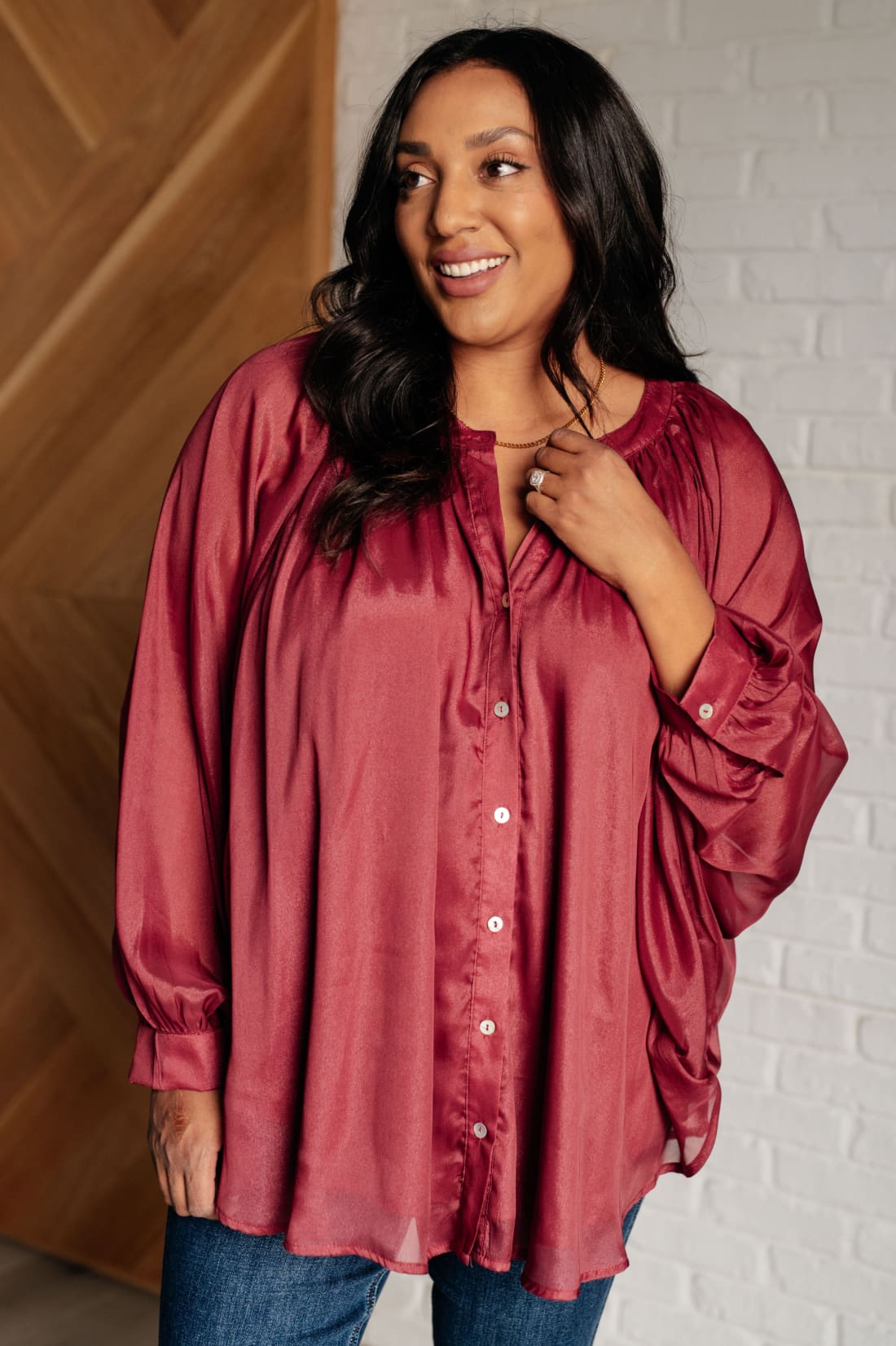 Smiles and Pouts Bat Sleeve Button Down | Blouses & Shirts