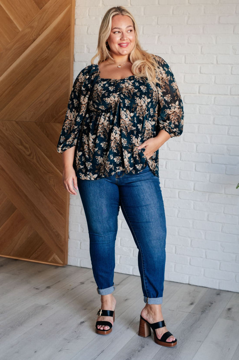 Smocked Top with Floral Print