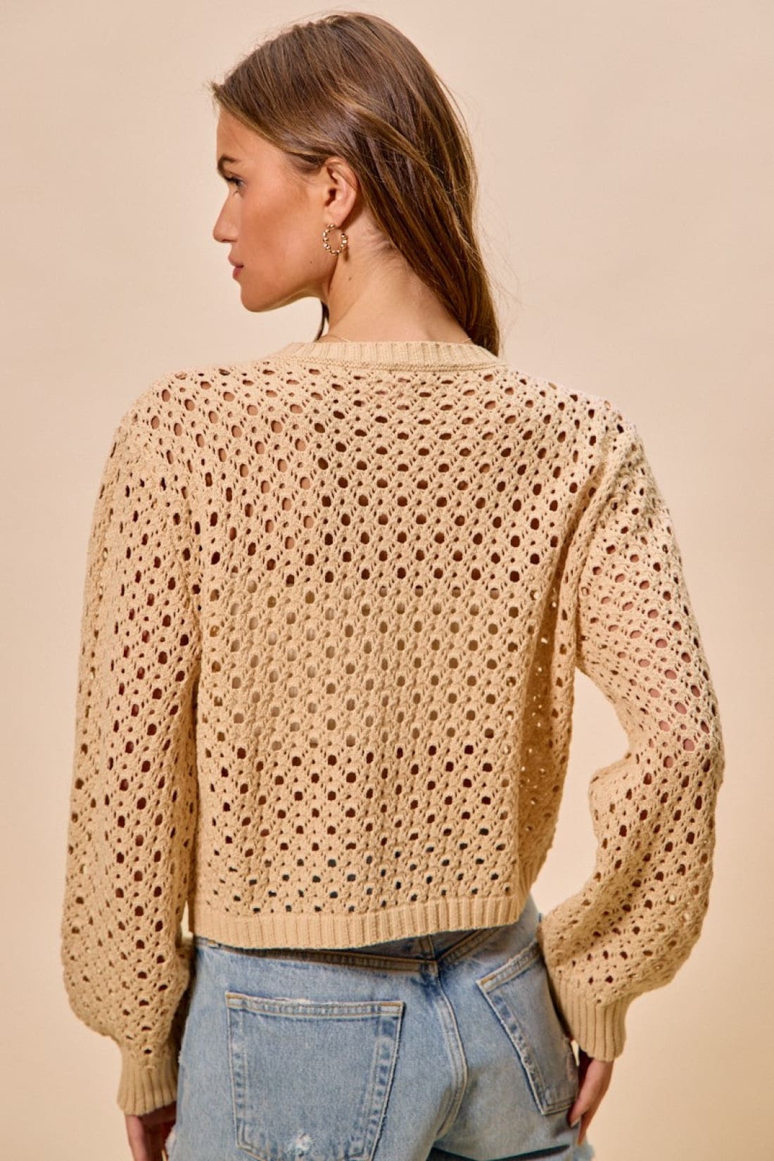SO ME Open Knitted Button Down Cardigan Sweater Top
