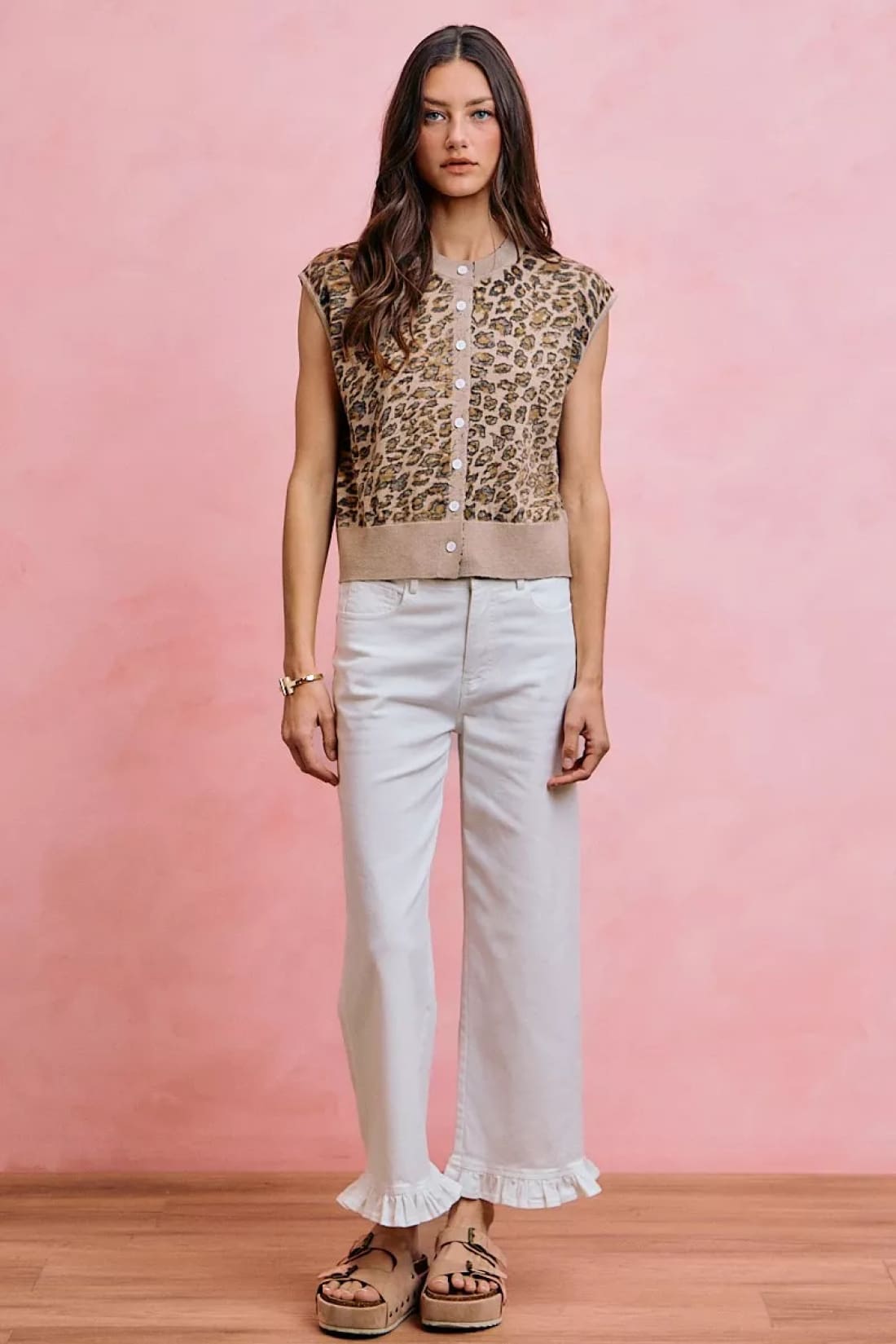SO ME Ruffled Bottom Detail Mid Rise Jeans