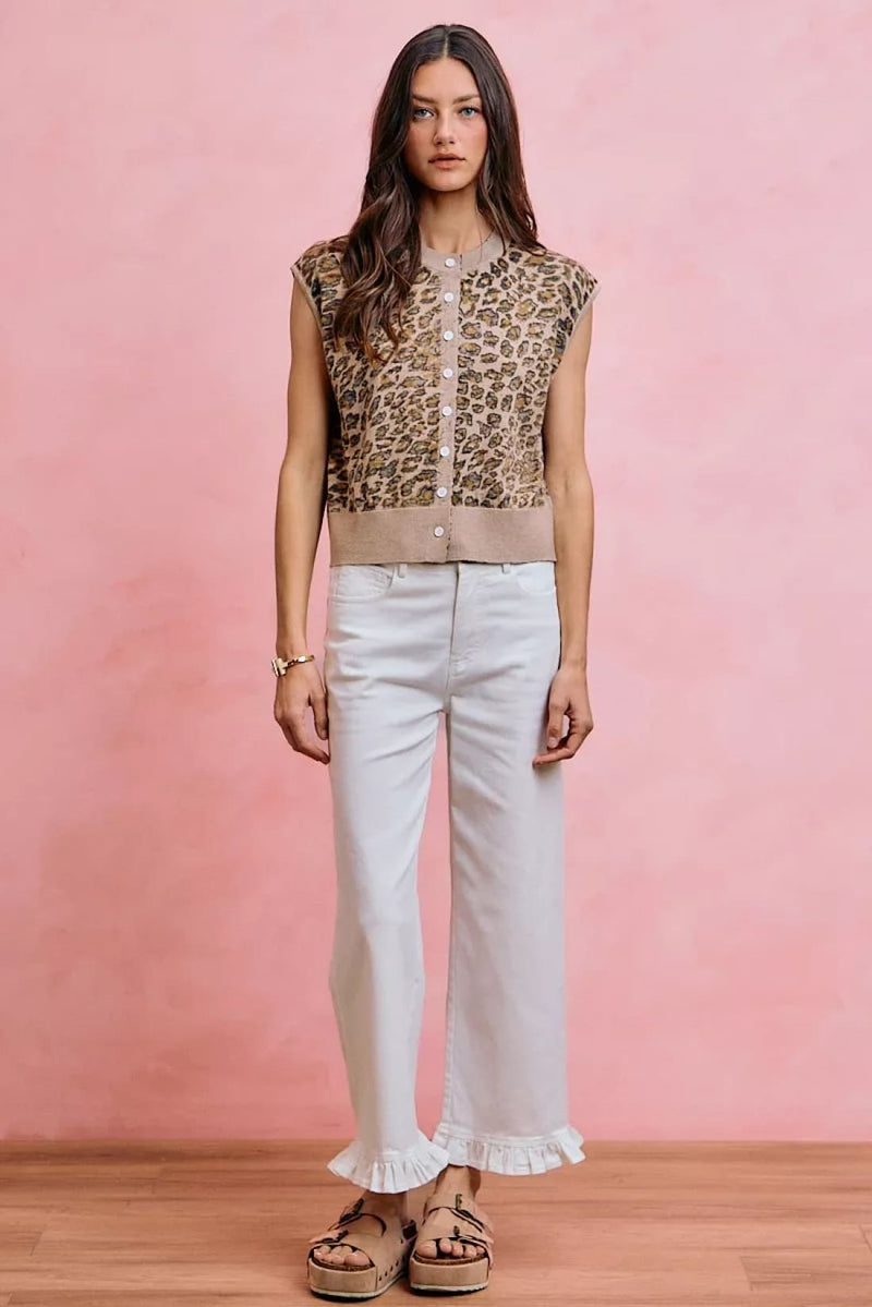 SO ME Ruffled Bottom Detail Mid Rise Jeans
