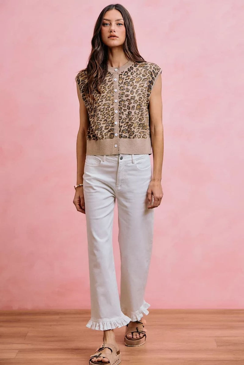 SO ME Ruffled Bottom Detail Mid Rise Jeans