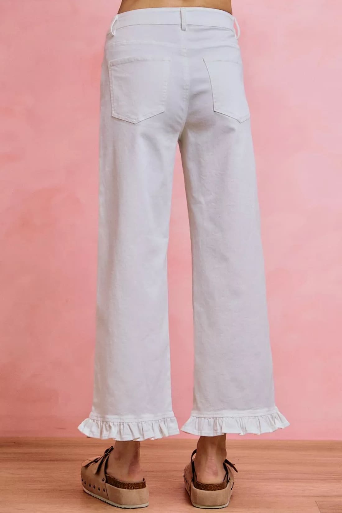 SO ME Ruffled Bottom Detail Mid Rise Jeans