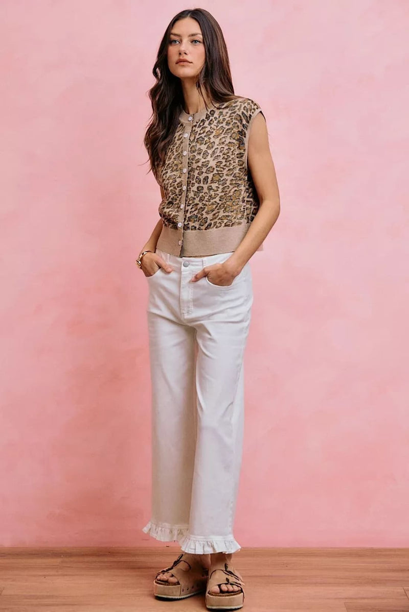 SO ME Ruffled Bottom Detail Mid Rise Jeans