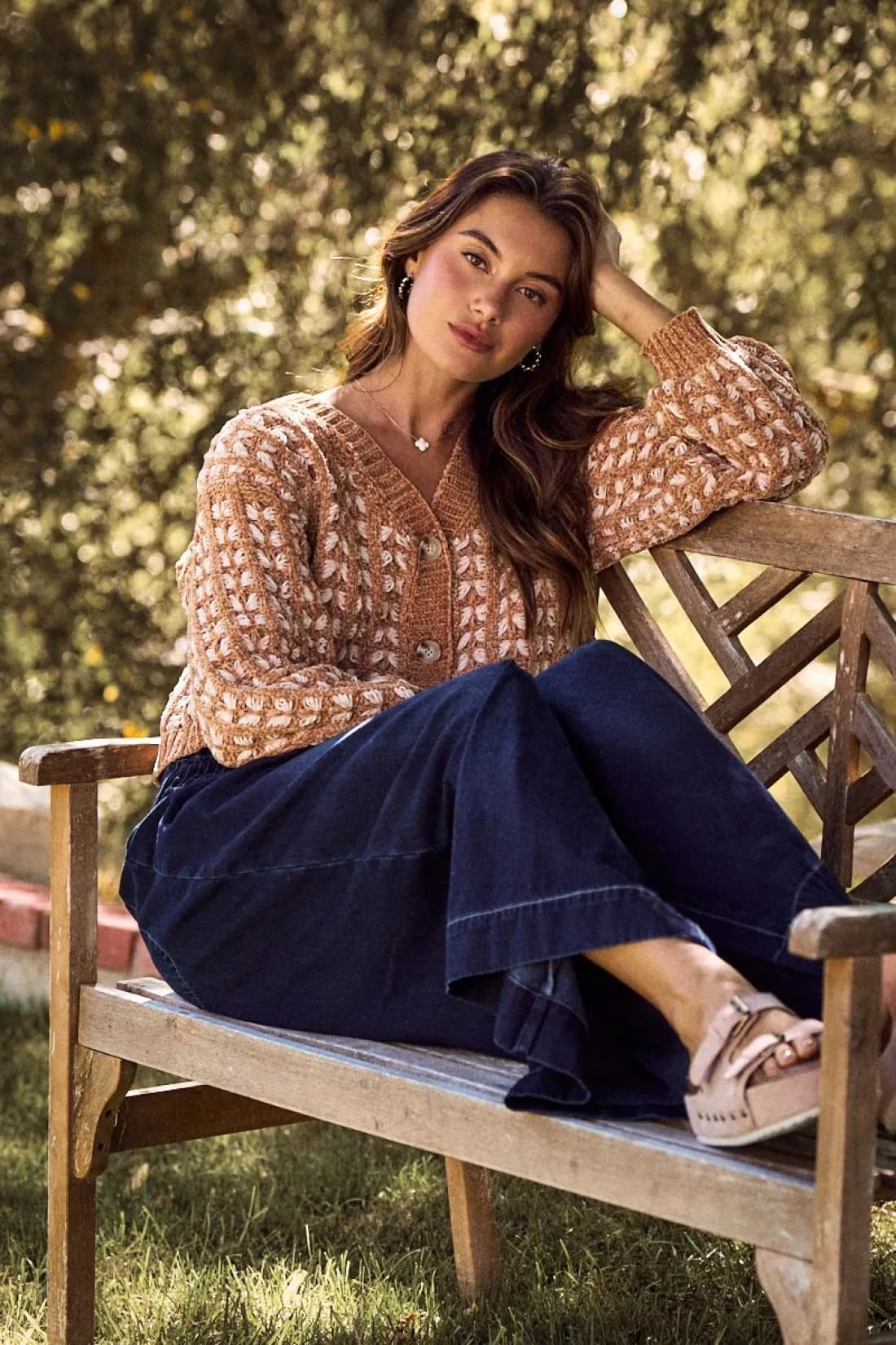 SO ME Soft Chenille Yarn Textured Button Sweater Cardigan