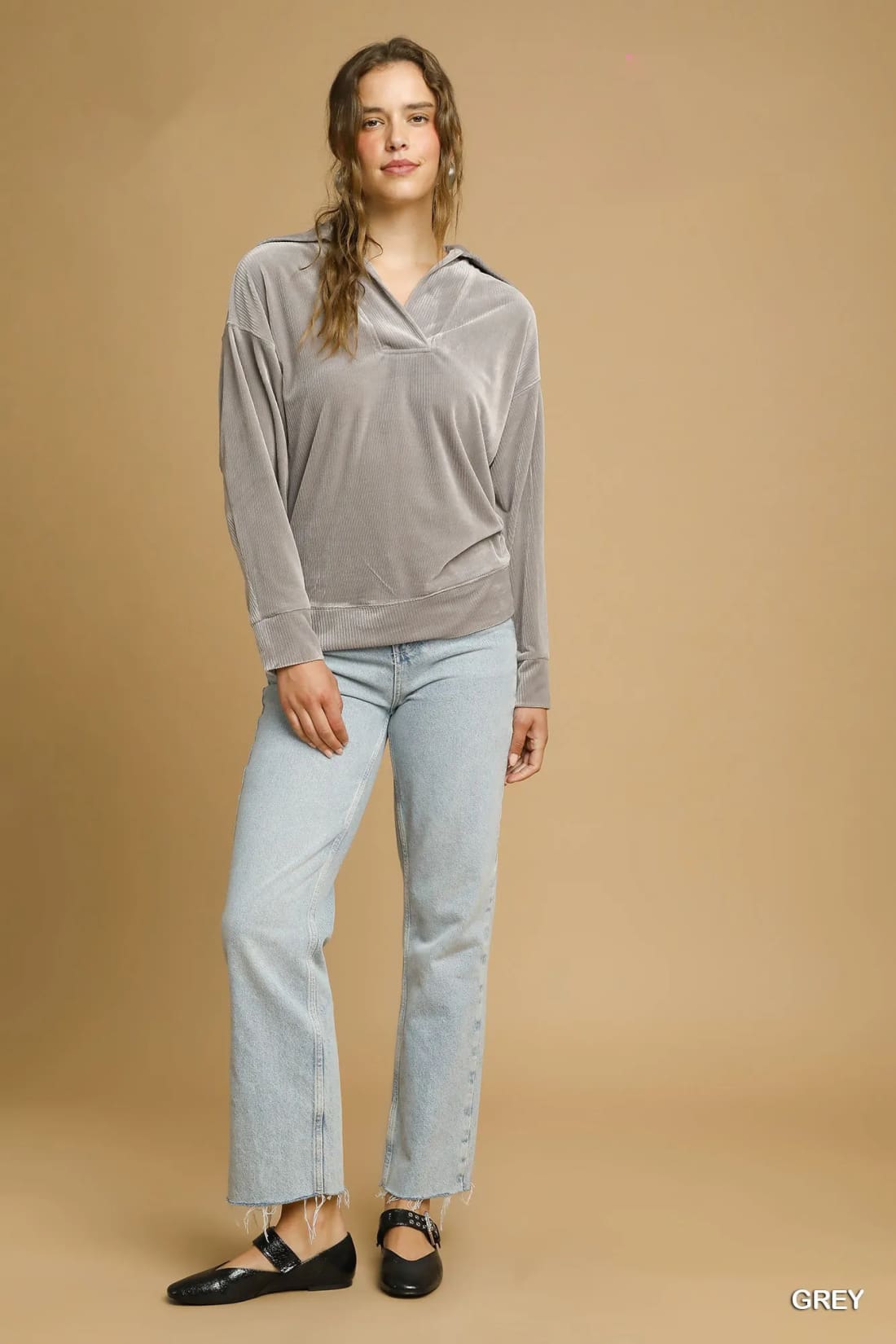 Soft Thermal Collared Long Sleeve Top