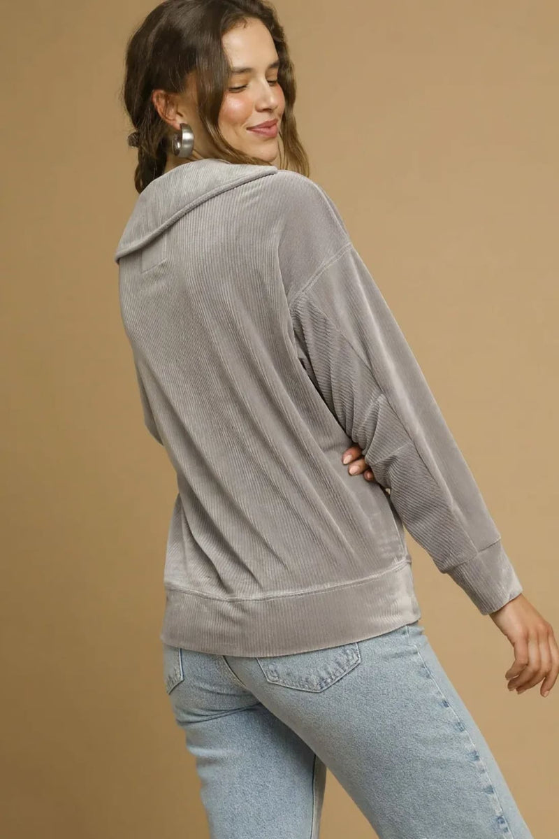 Soft Thermal Collared Long Sleeve Top