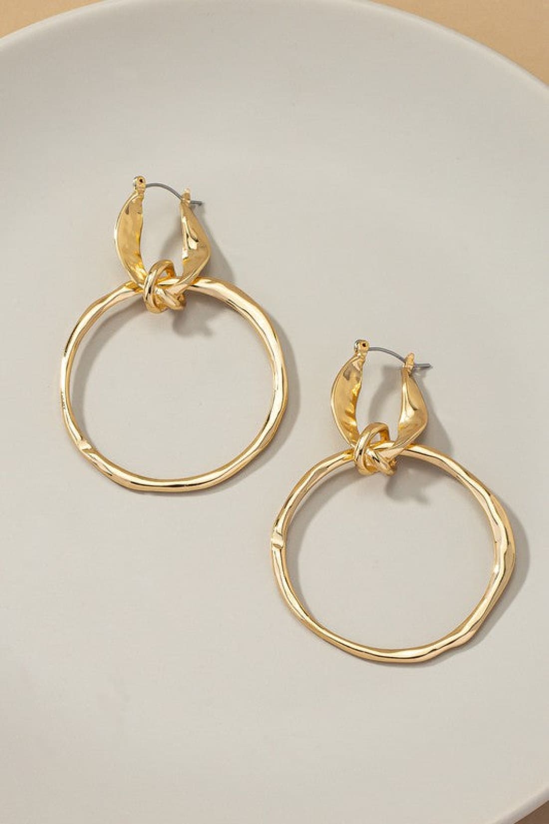 Statement hammered hoop drop earrings | Earrings