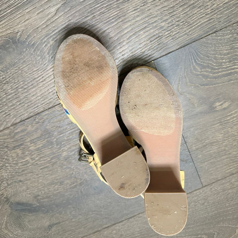 Steve Madden Leni Embroidered Chunky Suede Platform Sandal Khaki 9M