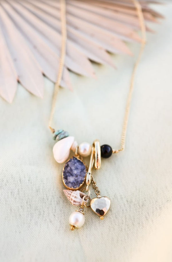 Stone Gem Charm Pendant Necklace | Necklace
