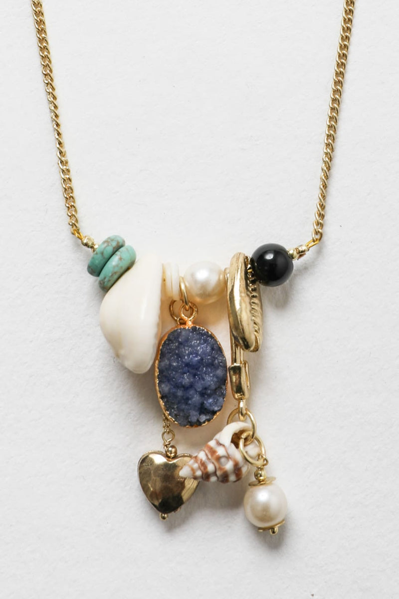 Stone Gem Charm Pendant Necklace | Necklace