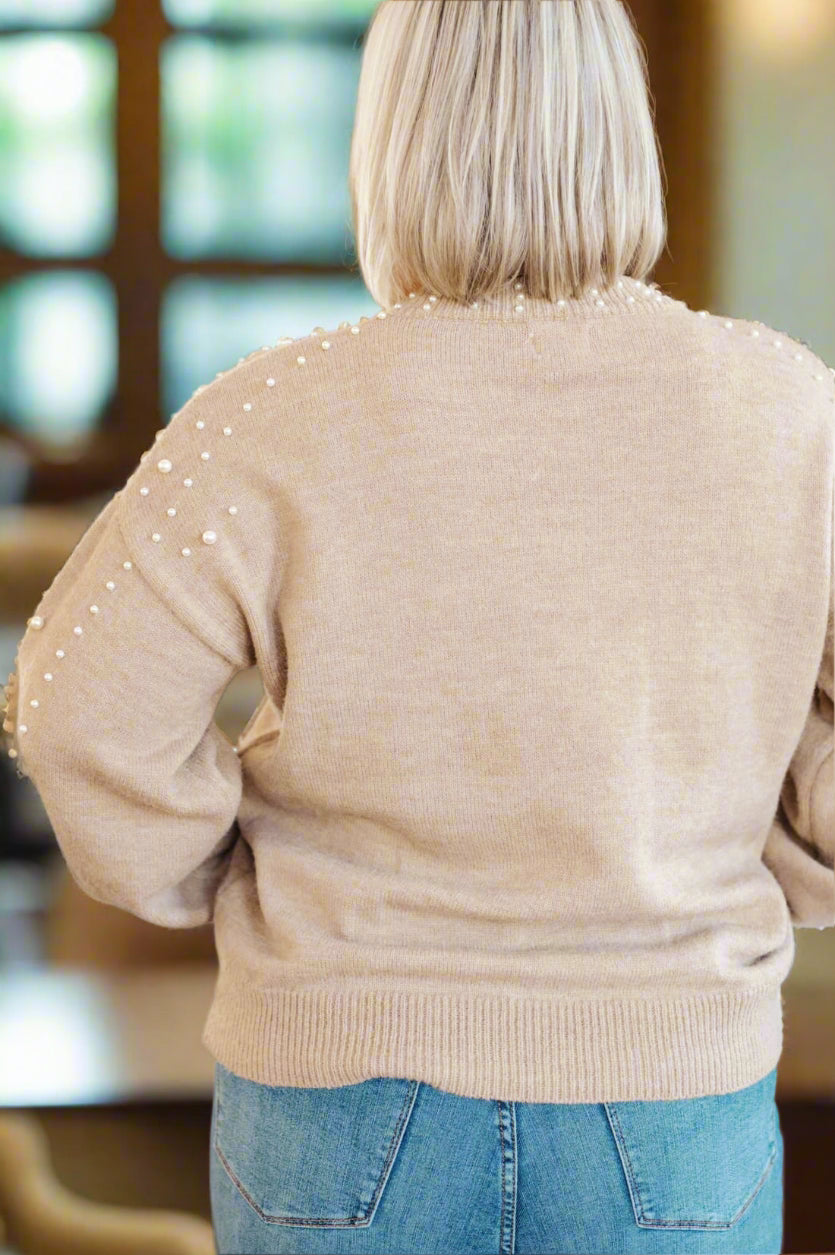 String Me Along Pearl Accent Sweater