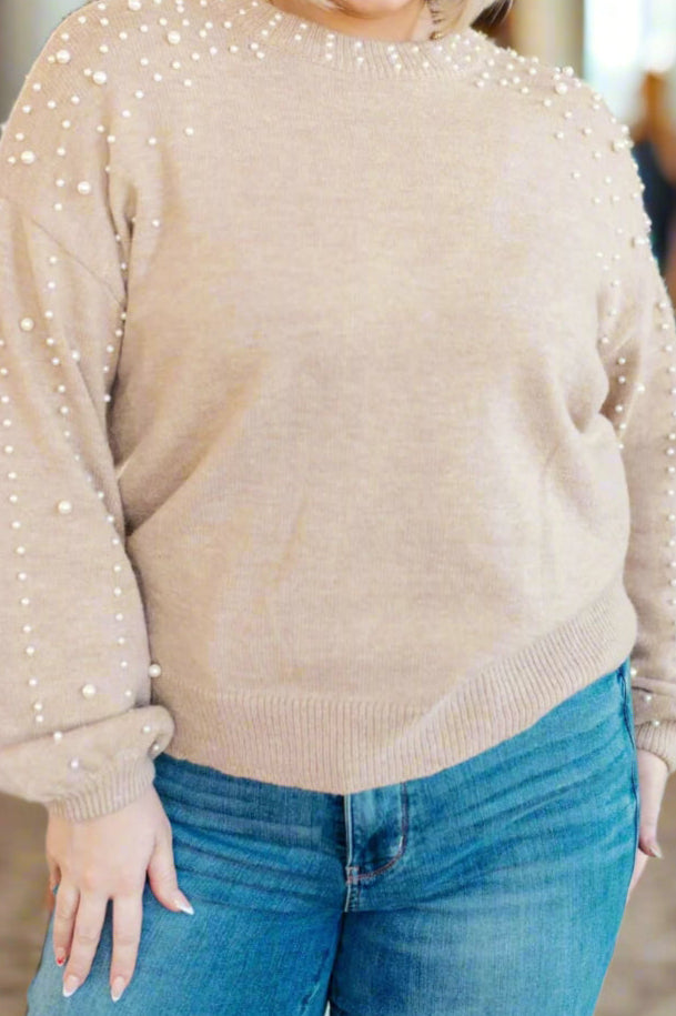 String Me Along Pearl Accent Sweater