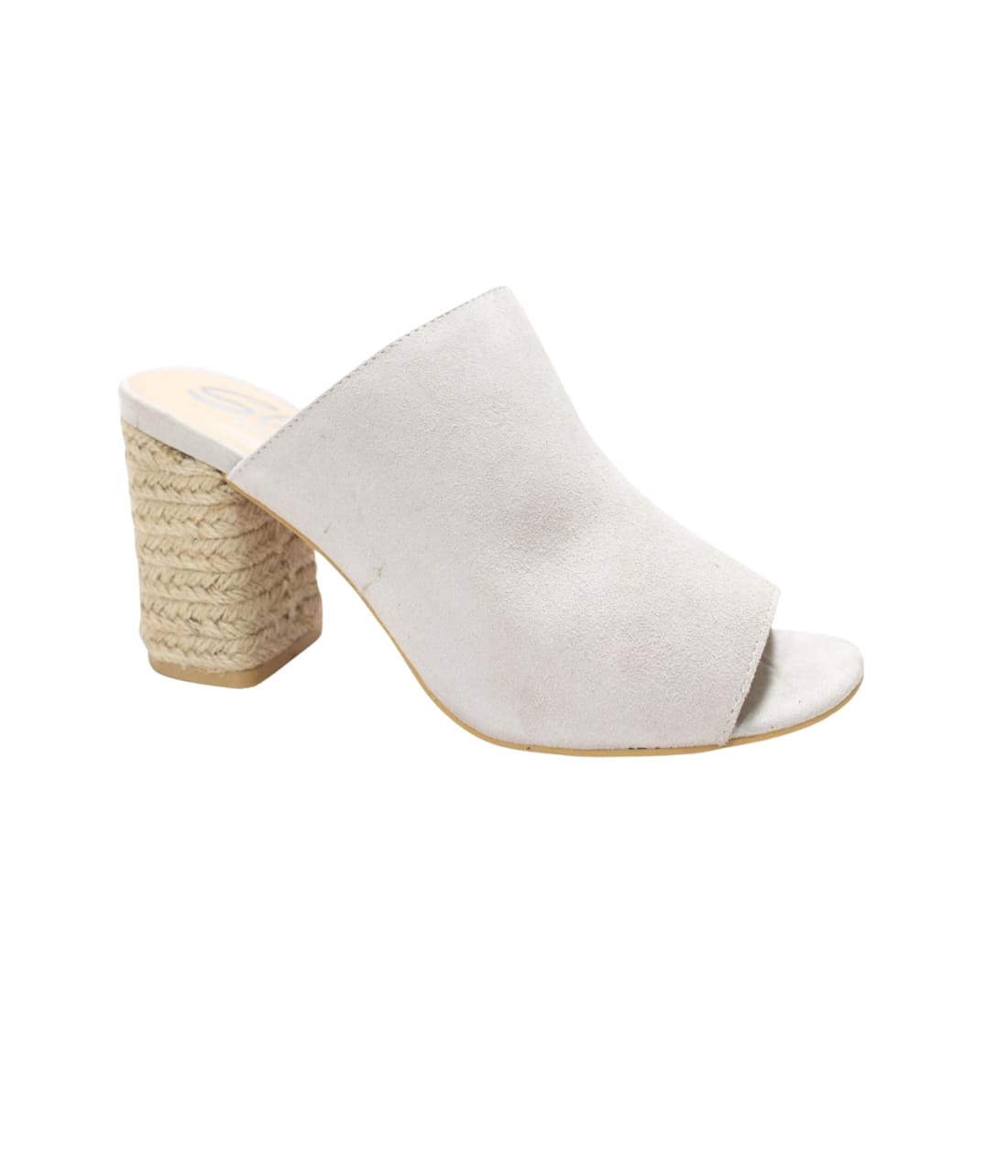 Suede Open Toe Mules in Iced Grey | mules