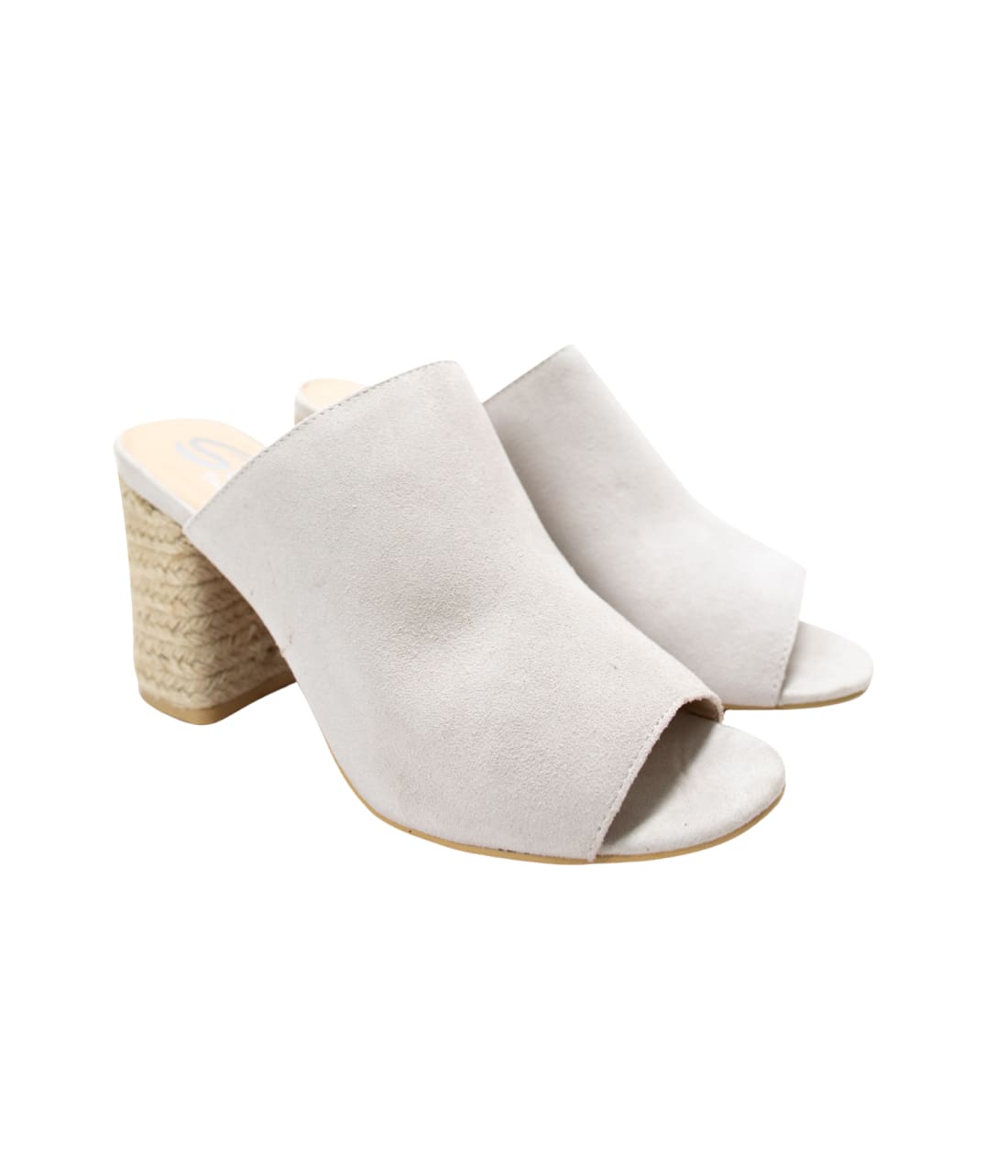 Suede Open Toe Mules in Iced Grey | mules