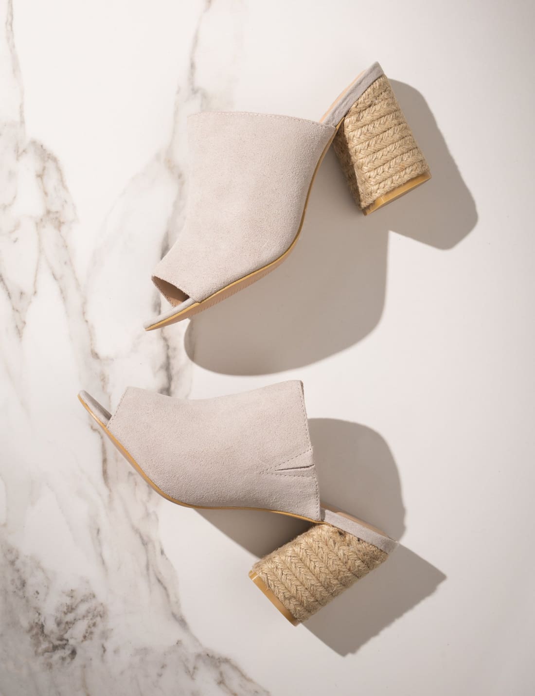 Suede Open Toe Mules in Iced Grey | mules