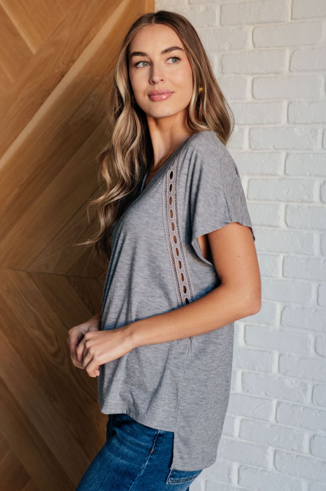 Take it Easy Eyelet Trim Top | Tops & Tees